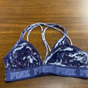 Victoria's Secret Pink Unlined Crushed Velvet Medium Back Strappy Bra Bralette